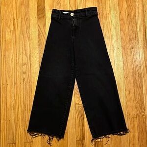 Zara Girls Black High-Rise Wide-Leg Jeans- Size 8